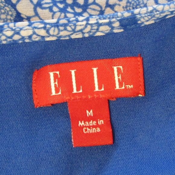 ELLE Blue Floral Ruffled Top Size M - Picture 5 of 6